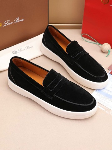 Замшевые лоферы Loro Piana Summer Walk - Black