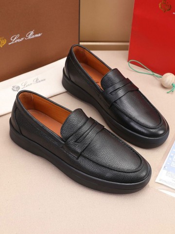 Кожаные лоферы Loro Piana Summer Walk - Black