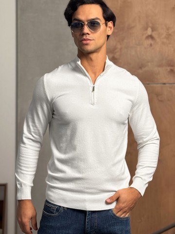 Белый джемпер Loro Piana Zip Neck
