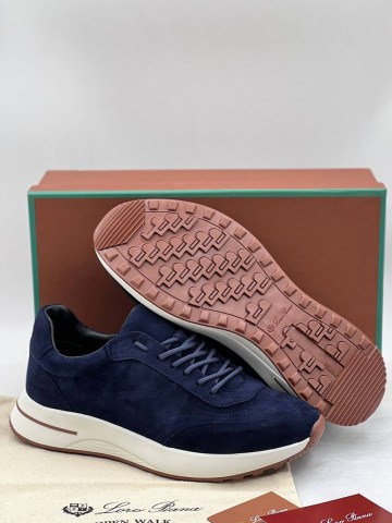 Замшевые кроссовки Loro Piana синего цвета