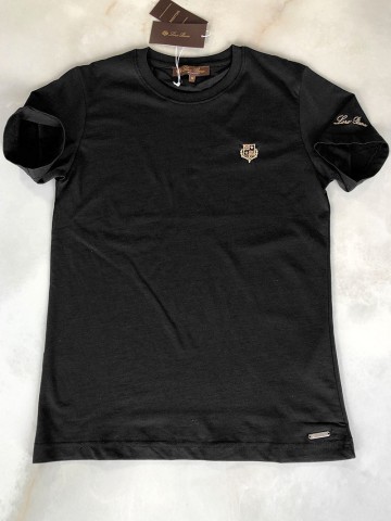 Чёрная мужская футболка Loro Piana embroidered logo