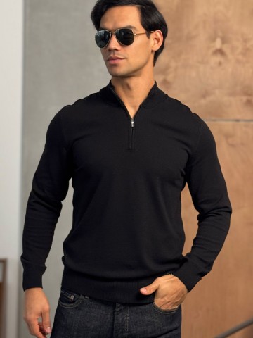 Чёрный джемпер Loro Piana Zip Neck