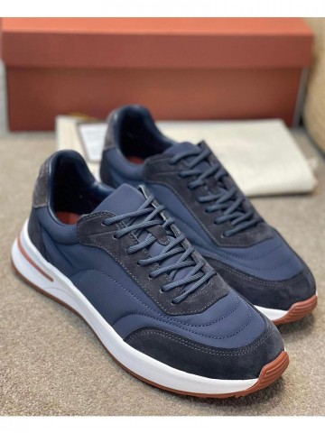 Замшевые кроссовки Loro Piana Week End Walk - Blue