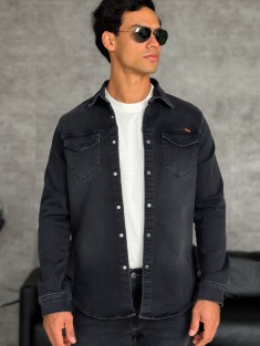 Джинсовая рубашка Loro Piana чёрного цвета