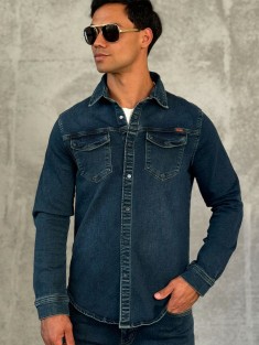 Джинсовая рубашка Loro Piana тёмно-синего цвета