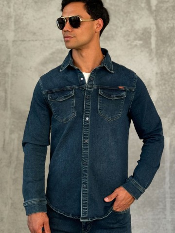 Джинсовая рубашка Loro Piana тёмно-синего цвета