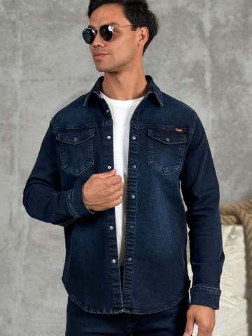 Джинсовая рубашка Loro Piana тёмно-синего цвета