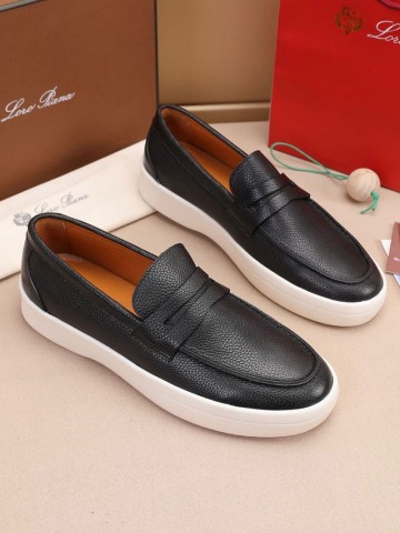 Кожаные лоферы Loro Piana Summer Walk - Black