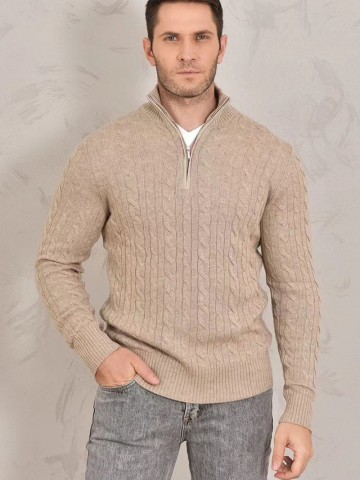 Кашемировый свитер Loro Piana Premium zip-neck - Beige
