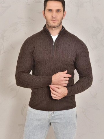 Кашемировый свитер Loro Piana Premium zip-neck - Brown