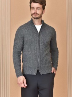 Кашемировый свитер Loro Piana Premium zip-up - Dark Grey