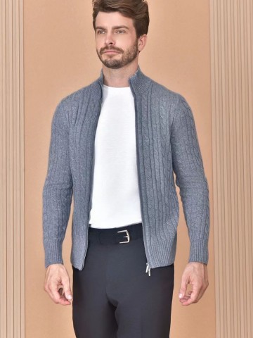 Кашемировый свитер Loro Piana Premium zip-up - Grey