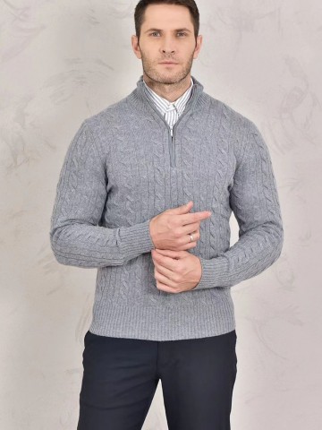 Кашемировый свитер Loro Piana Premium zip-neck - Grey