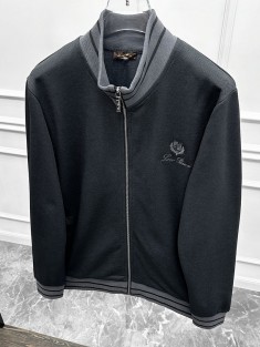 Кофта на молнии Loro Piana logo-embroidered - Black