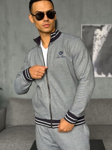 Кофта на молнии Loro Piana logo-embroidered - Blue / Grey