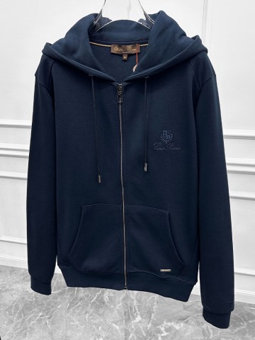 Кофта на молнии Loro Piana logo-embroidered - Navy