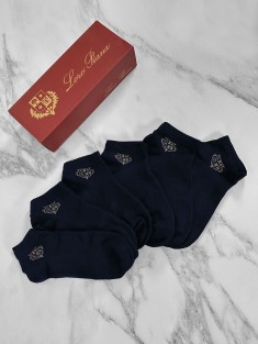 Комплект тёмно-синих носков Loro Piana brown logo