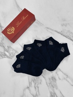 Комплект тёмно-синих носков Loro Piana grey logo