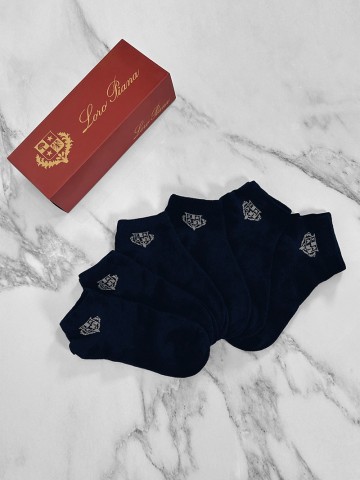 Комплект тёмно-синих носков Loro Piana grey logo