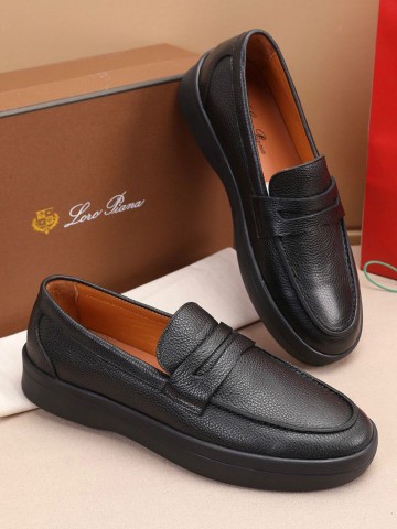 Кожаные лоферы Loro Piana Summer Walk - Black