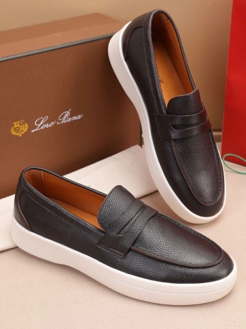 Кожаные лоферы Loro Piana Summer Walk - Brown