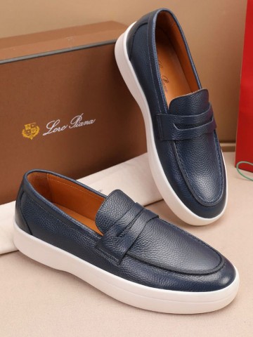 Кожаные лоферы Loro Piana Summer Walk - Navy