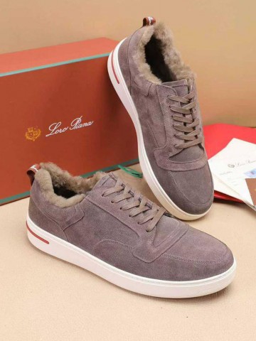 Кроссовки с мехом Loro Piana Newport Walk - Beige