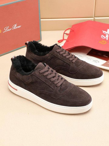 Кроссовки с мехом Loro Piana Newport Walk - Brown