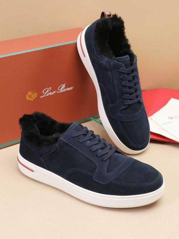 Кроссовки с мехом Loro Piana Newport Walk - Navy