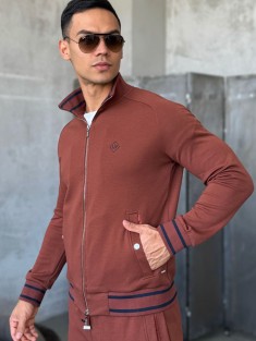 Мужская кофта на молнии Loro Piana monogram - Brown