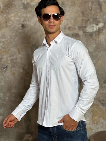 Мужская рубашка Loro Piana белого цвета