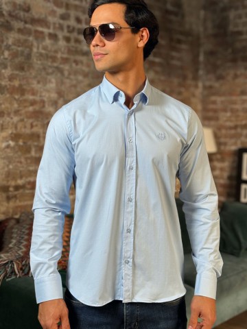 Мужская рубашка Loro Piana голубого цвета