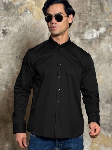 Мужская рубашка Loro Piana logo-embroidered - Black