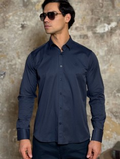 Мужская рубашка Loro Piana тёмно-синего цвета