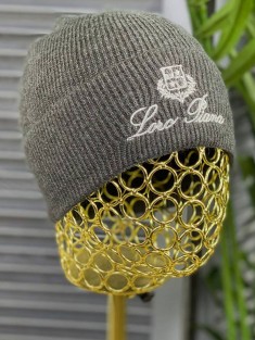 Мужская тёмно-серая шапка Loro Piana logo-embroidered