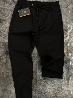 Мужские чёрные штаны Loro Piana logo-embroidered