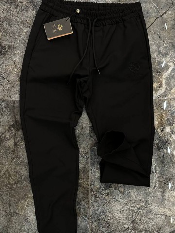 Мужские чёрные штаны Loro Piana logo-embroidered