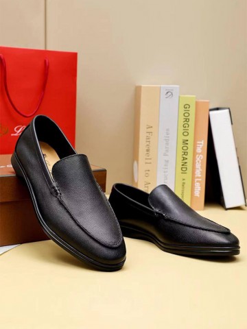 Мужские кожаные лоферы Loro Piana Summer Walk - Black