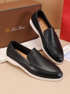 Мужские кожаные лоферы Loro Piana Summer Walk - Black