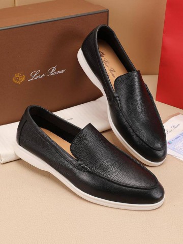 Мужские кожаные лоферы Loro Piana Summer Walk - Black
