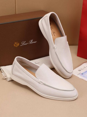Мужские кожаные лоферы Loro Piana Summer Walk - White