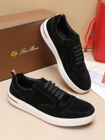 Мужские замшевые кроссовки Loro Piana Newport - Black