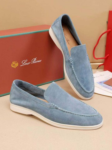 Мужские замшевые лоферы Loro Piana Summer Walk - Blue