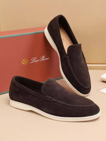 Мужские замшевые лоферы Loro Piana Summer Walk - Brown