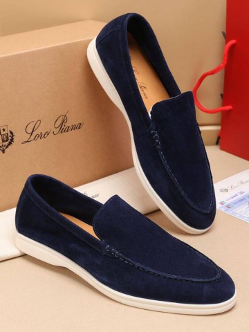 Мужские замшевые лоферы Loro Piana Summer Walk - Navy