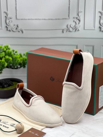 Мужские замшевые лоферы Loro Piana Venice Walk - Beige