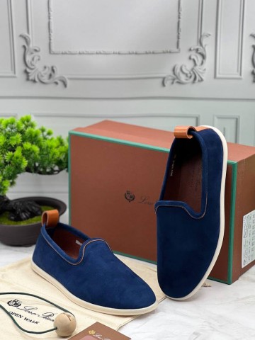 Мужские замшевые лоферы Loro Piana Venice Walk - Blue