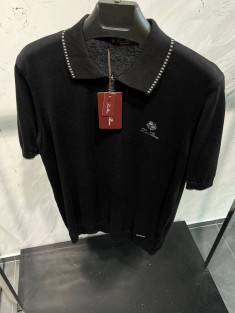 Мужское поло Loro Piana zip-neck - Black