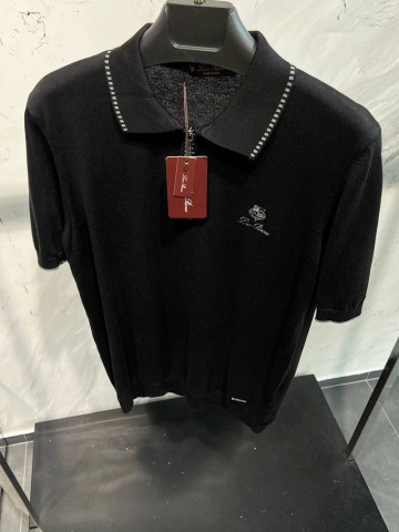 Мужское поло Loro Piana zip-neck - Black