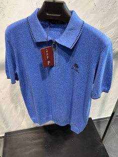 Мужское поло Loro Piana zip-neck - Blue